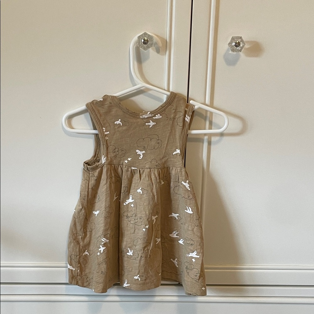 Rylee + Cru Layla dress with matching bloomers birds and clouds 3-6M
